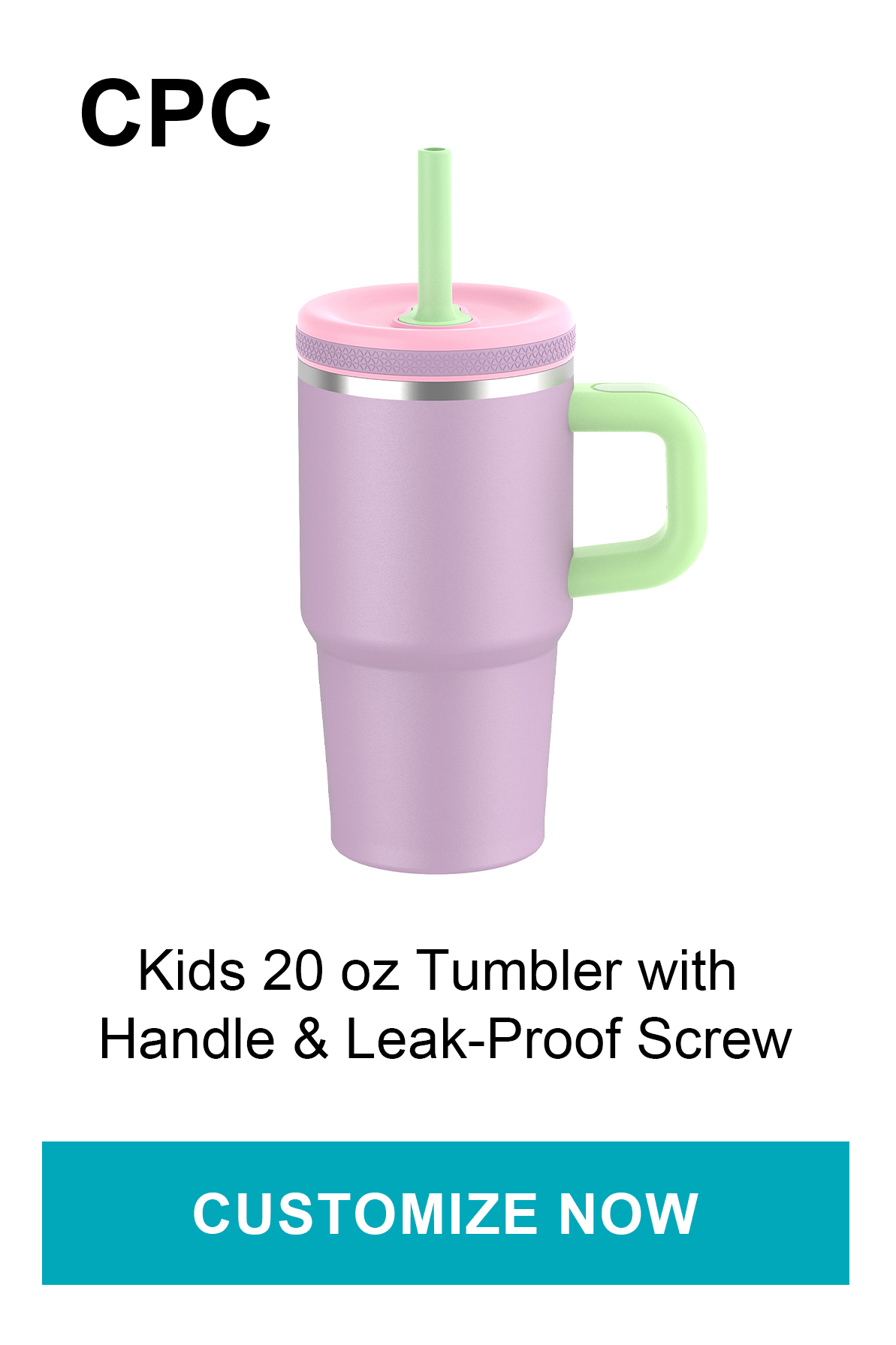 20 oz kids tumbler with handle and leak proof lid for custom water bottle orders